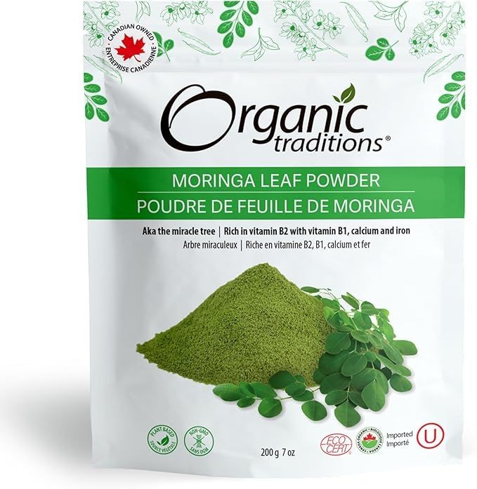 Organic Traditions Organic Moringa Leaf Extract, Canadian Owned, Vegan Non-GMO Organic Superfood Moringa Powder, 7oz